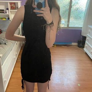 black bodycon ruched dress